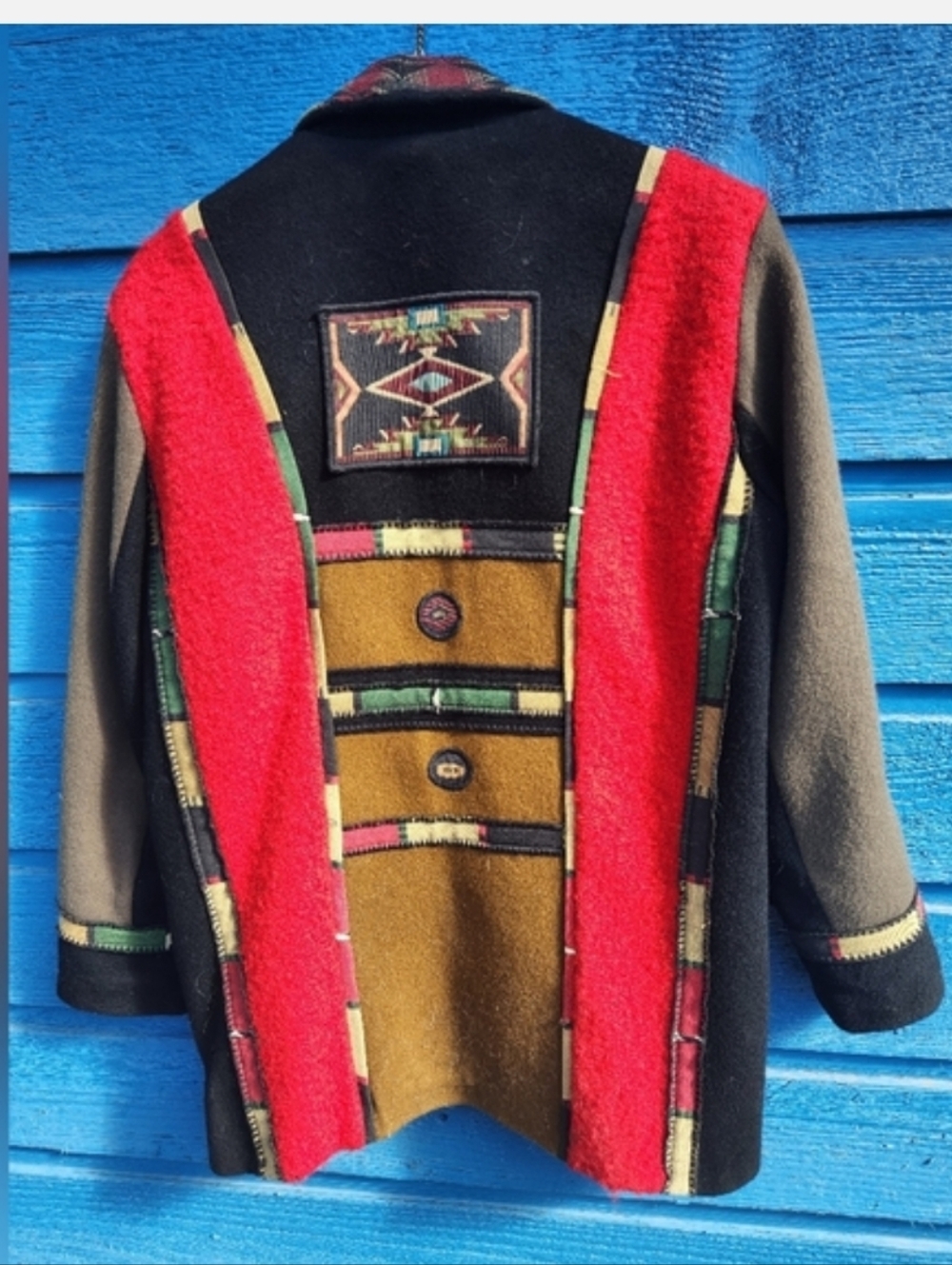 Coloratura Southwestern Wool Blazer - Red, Black - Picture 2 of 11